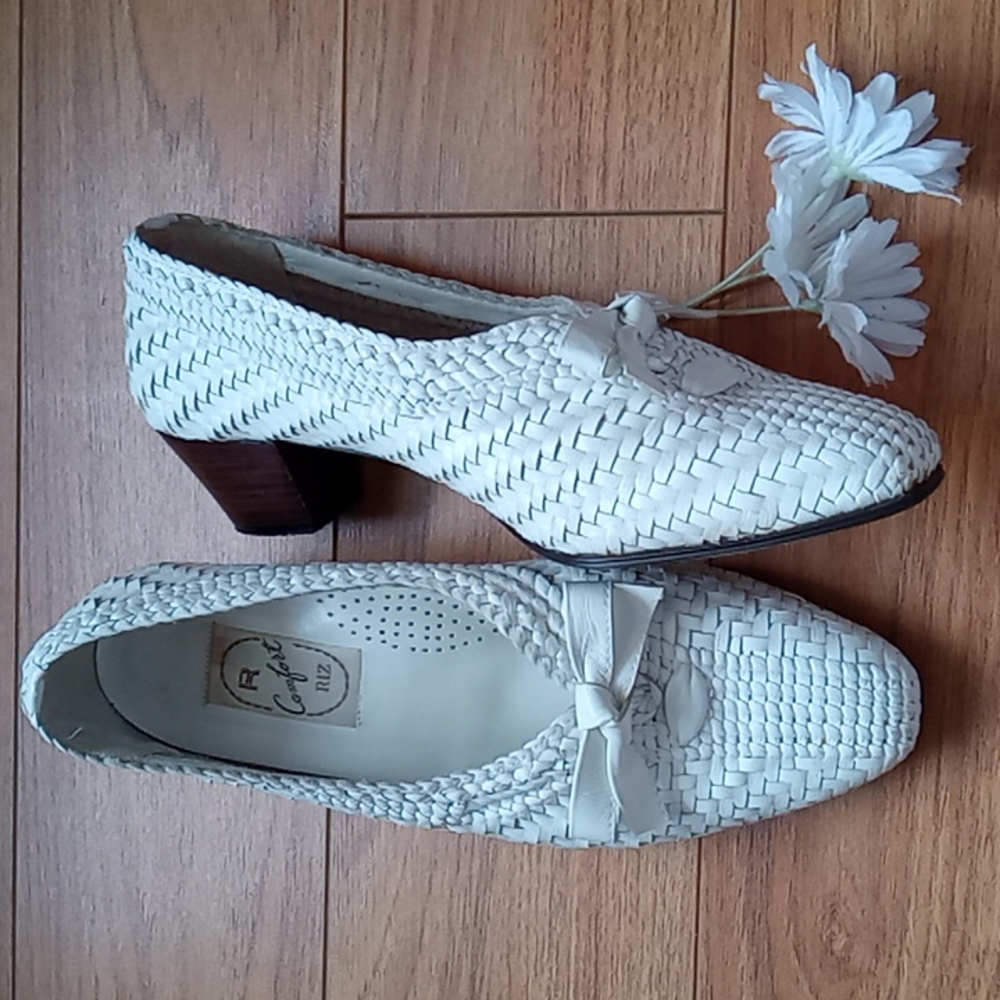 R Comfort Riz | Japanese White Woven Leather Shoes - Picture 2 of 10
